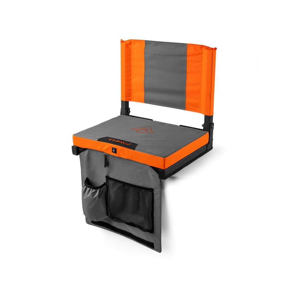 THAW Gray and Orange Heated Stadium Seat with Storage
