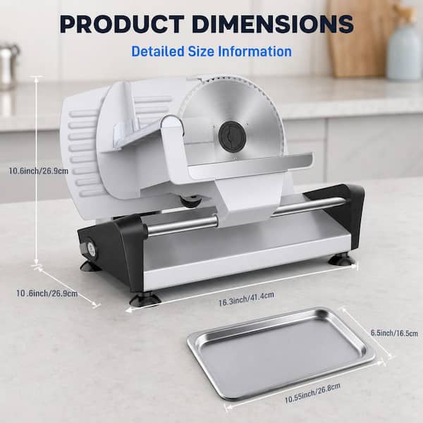 Numhew 150 W Silver Stainless Steel Meat Slicer, Electric Deli