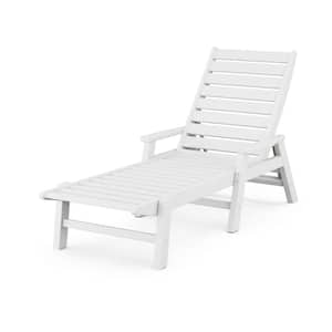 Grant Park White Chaise Lounge with Arms