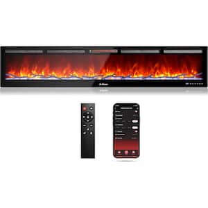 88" Smart WiFi Infrared Electric Fireplace with Sound Crackling and Adjustable Realistic Flame, 1500W Quartz Heater