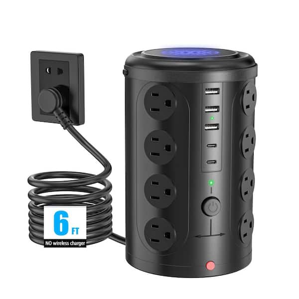 Tower Power Strip Surge Protector with 16 Outlets 5 USB Ports 2 USB-C Heavy Duty in White 1 Piece