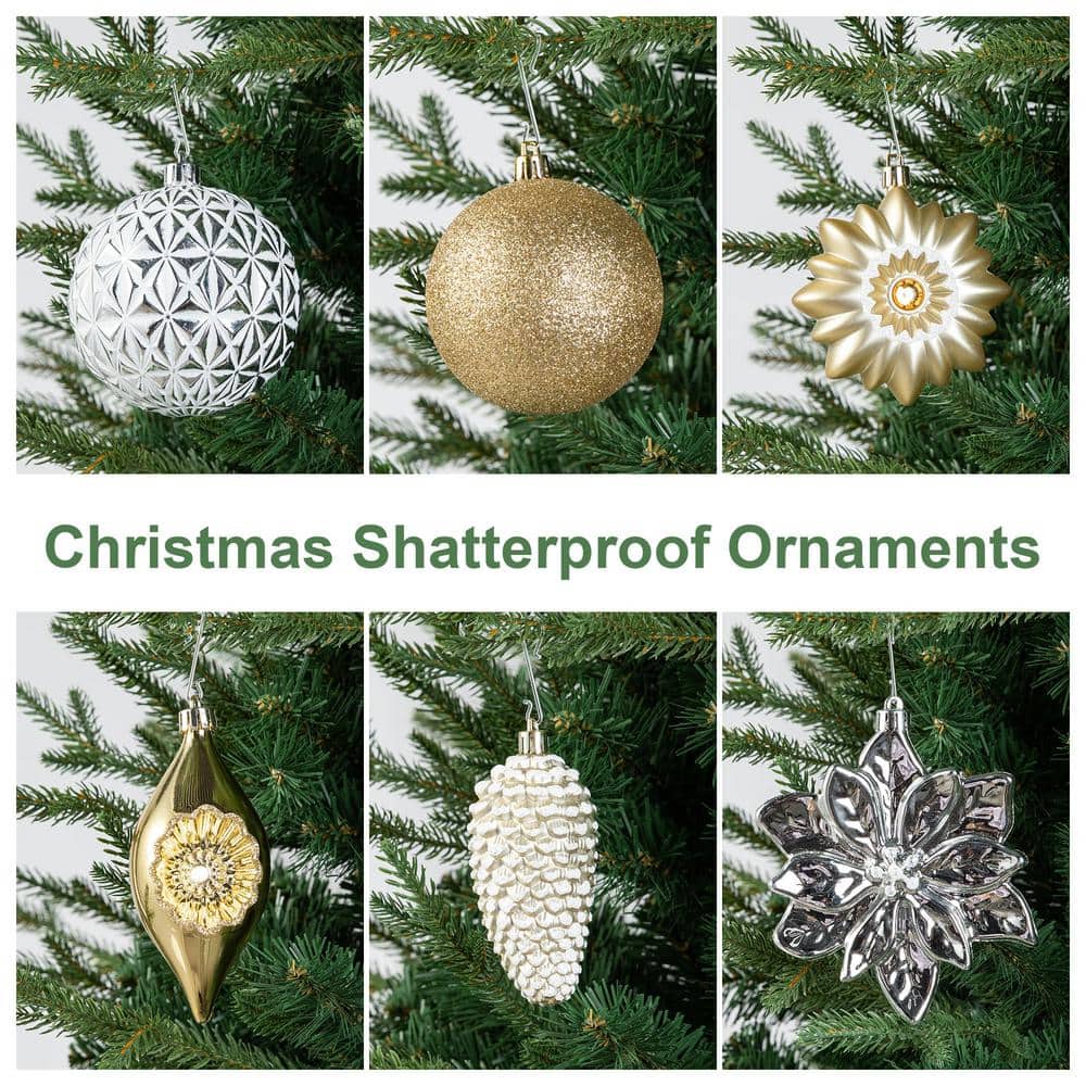 Elegant Silver & Gold Shatterproof Christmas Tree Ornament Set