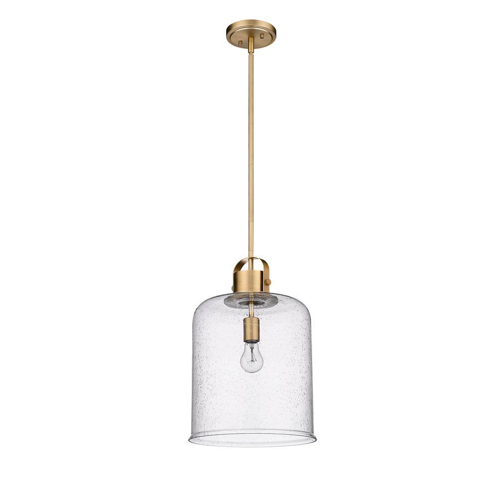 Kinsley Heirloom Gold 12" Transitional Seeded Glass Pendant Light