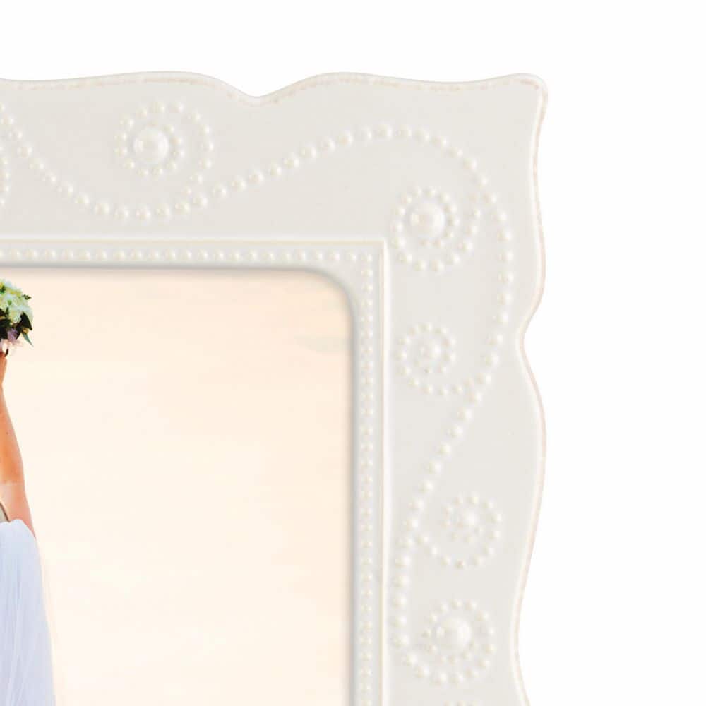 Classic White Ceramic Beaded 8" x 10" Picture Frame
