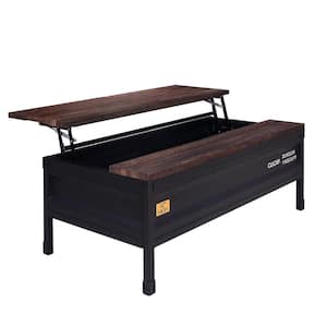 Kander 47.5 in. Black and Walnut Rectangle Wood Top Coffee Table
