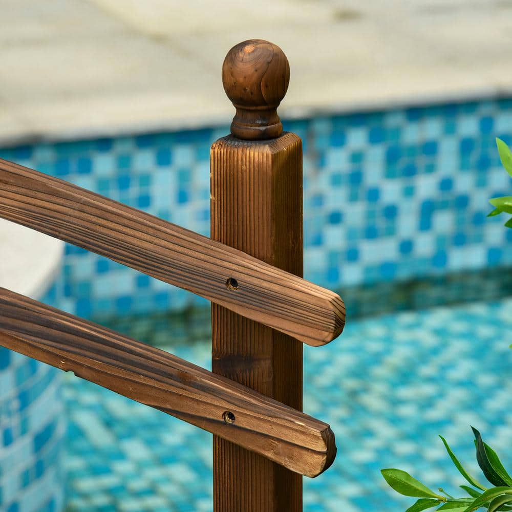 Outsunny 7.5' Rustic Fir Wood Garden Bridge with Railings