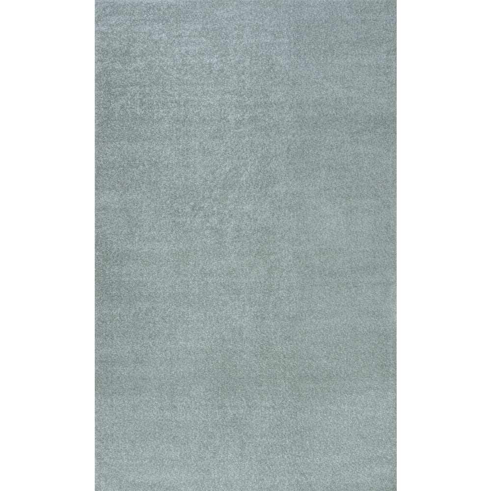 Light Blue Solid Synthetic 9' x 12' Reversible Area Rug