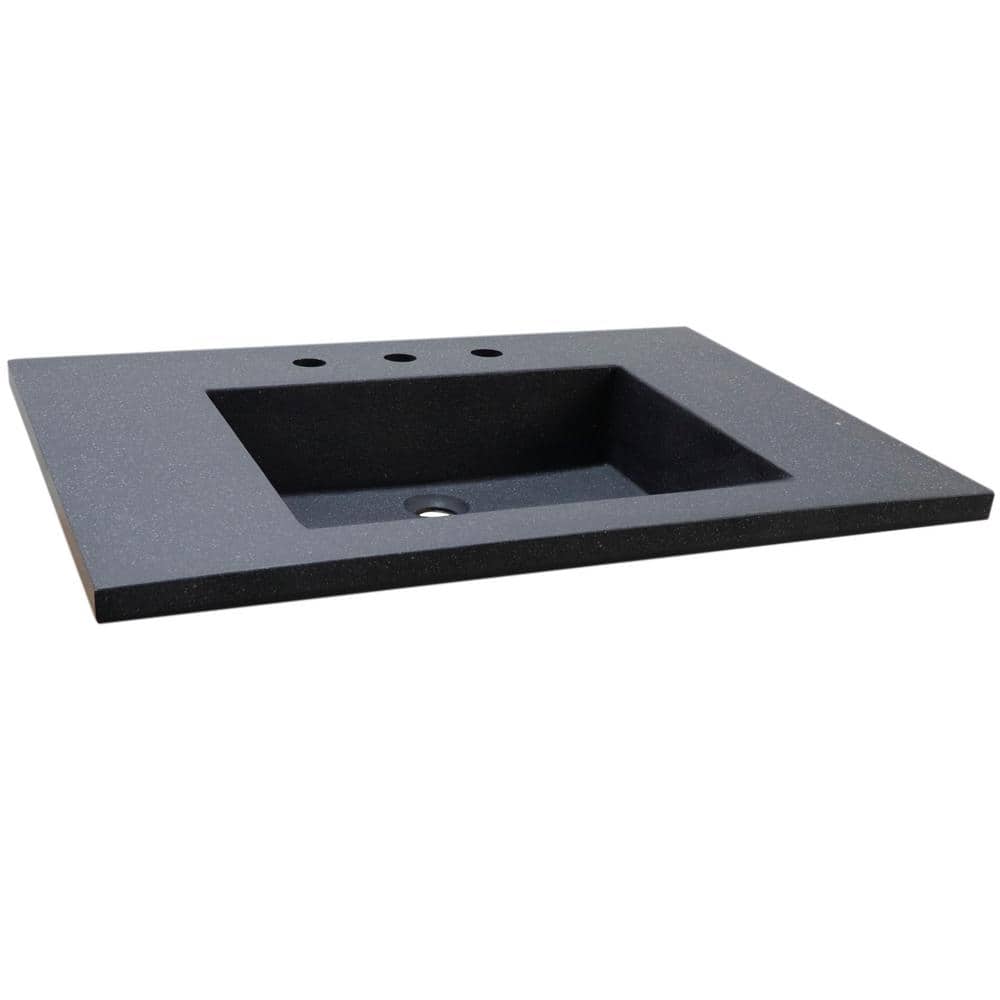 31'' Black Concrete Single Basin Vanity Top with Ramp Sink