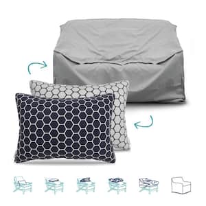 Pillow-To-Cover 16 in. x 24 in. Dual Wire Indigo Pillow Loveseat Cover