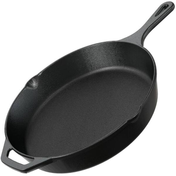 12 in. Cast Iron Skillet Pre-Seasoned Even Heat Black 1-Piece