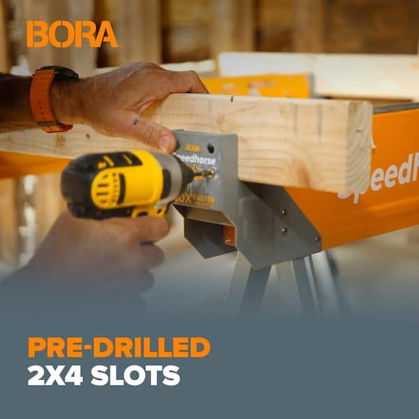 BORA - 30 in. to 36 in. H Steel Speed Horse XT Adjustable Height Sawhorse with Auto Release Legs