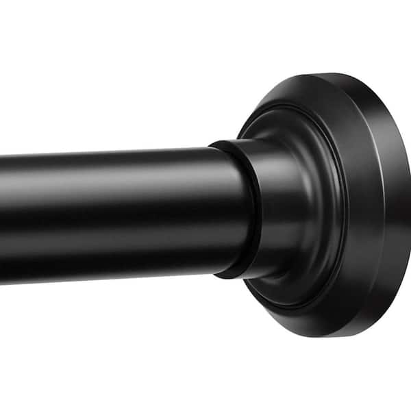 Matte Black Adjustable Shower Curtain Rod 17.50" L x 2.50" W Stainless Steel Spring Tension No Drill Non Slip Never Rust