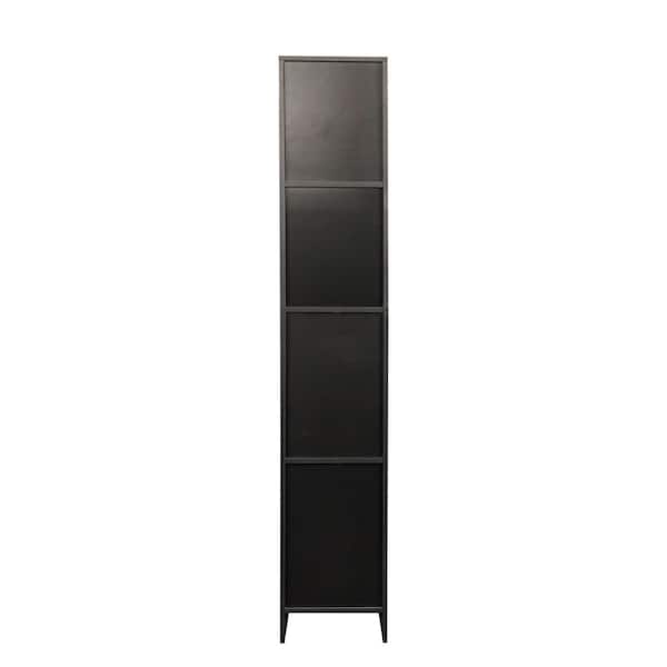 Unbranded 12.4 in. W x 11.8 in. D x 74.8 in. H Black Linen Cabinet with 2-Drawers for Dining Room Kitchen