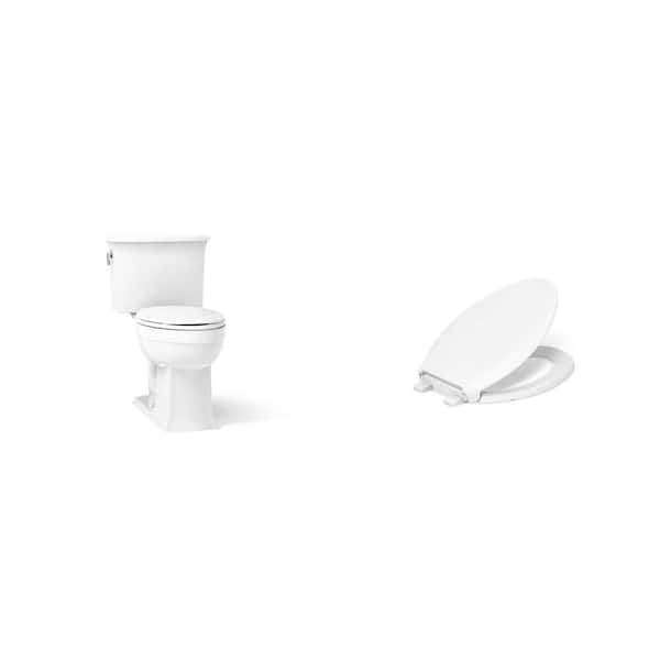 Archer 12 in. Rough In 2-Piece Elongated Toilet in White and Cachet Soft Close Toilet Seat Combo