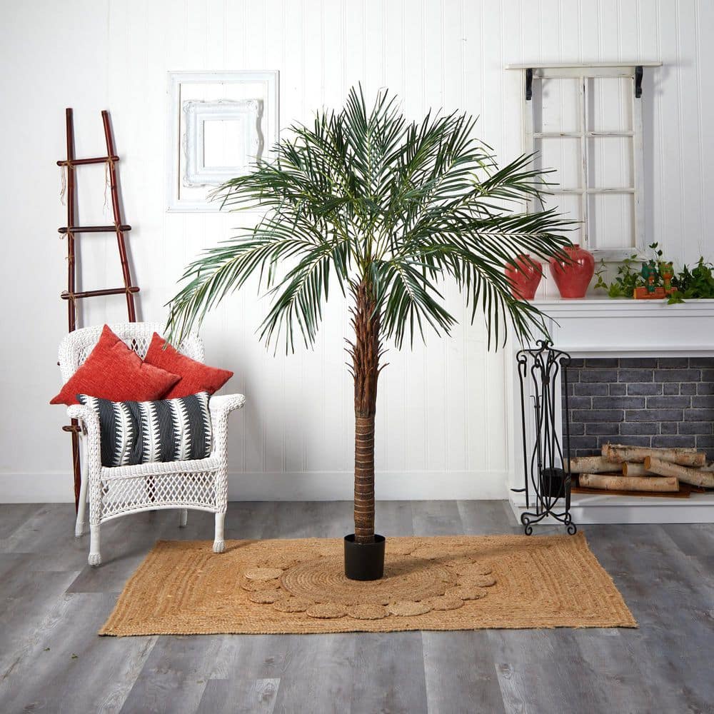 Green 6-ft Faux Palm Tree in Black Pot