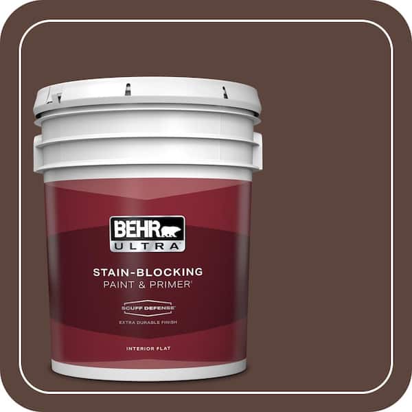 BEHR ULTRA 5 gal. #T15-5 Heritage Oak Extra Durable Flat Interior Paint & Primer