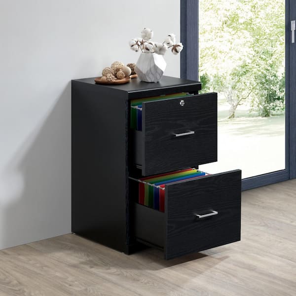OSP Home Furnishings Alpine 2-Drawer Black Finish Wood 16.75 in. W