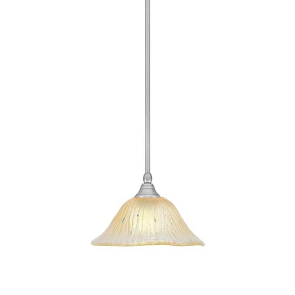Unbranded Sparta 100-Watt 1-Light Brushed Nickel Shaded Pendant Light Mini Pendant with Amber Crystal Glass and No Bulb Included