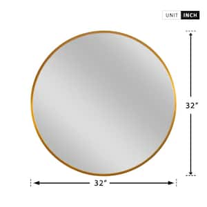 Medium Round Gold Shelves & Drawers Modern Mirror (32 in. H x 32 in. W)