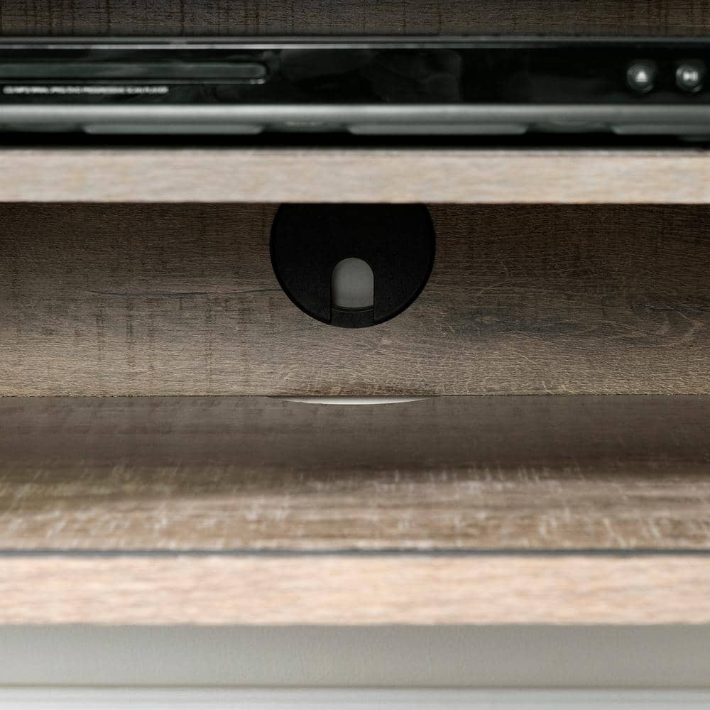 Weathered Oak Wall Mounted TV Stand with Cabinet