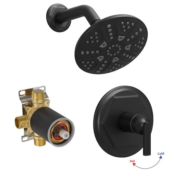 Single Handle 6-Spray Shower Faucet Set Trim Kit 2.5 GPM High Pressure with Valve Filtered Shower Head in. Matte Black