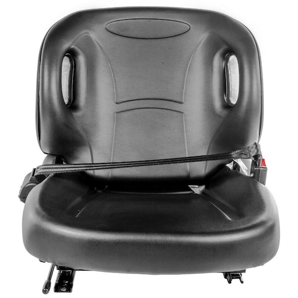 XtremepowerUS Industrial Forklift Leather Seat with Seat Belt and Safety Switch in Black