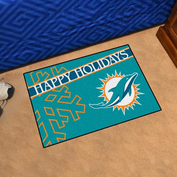 Fanmats Miami Dolphins Happy Holidays Starter Mat