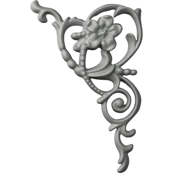Ekena Millwork 1/2 in. x 5-7/8 in. x 4 in. Polyurethane Colton Flower Right Onlay