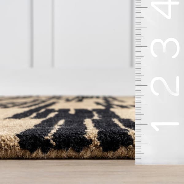 Tara Striped Wool Black 10 ft. x 14 ft. Indoor/Outdoor Patio Rug