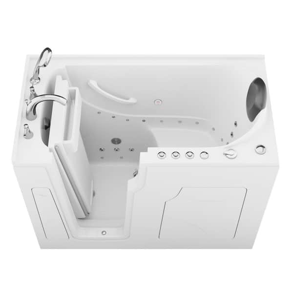 WTHDX Series 28 in. x 53 in. Left Drain Combination Jetted Walk-in Bathtub in White with Fast Filling Faucet Set