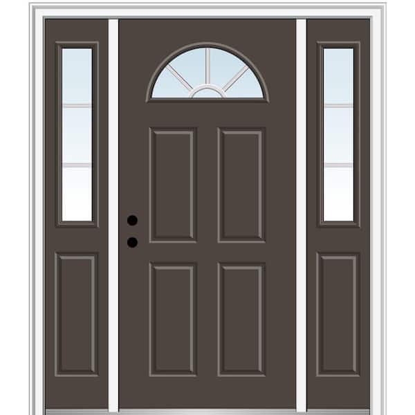 MMI Door 64.5 in. x 81.75 in. Internal Grilles Right-Hand 1/4-Lite Clear Painted Fiberglass Prehung Front Door with Sidelites