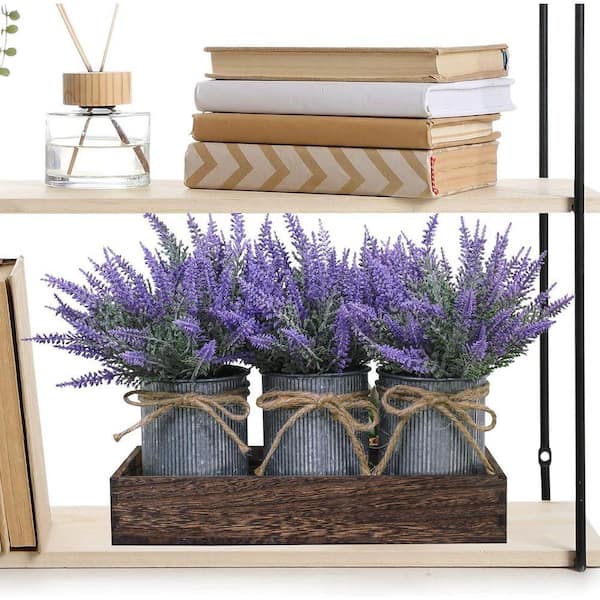 9.1 in. Purple Indoor Artificial Lavender Flower Plants in Brown Pot Set of  3 DE411X67 - The Home Depot