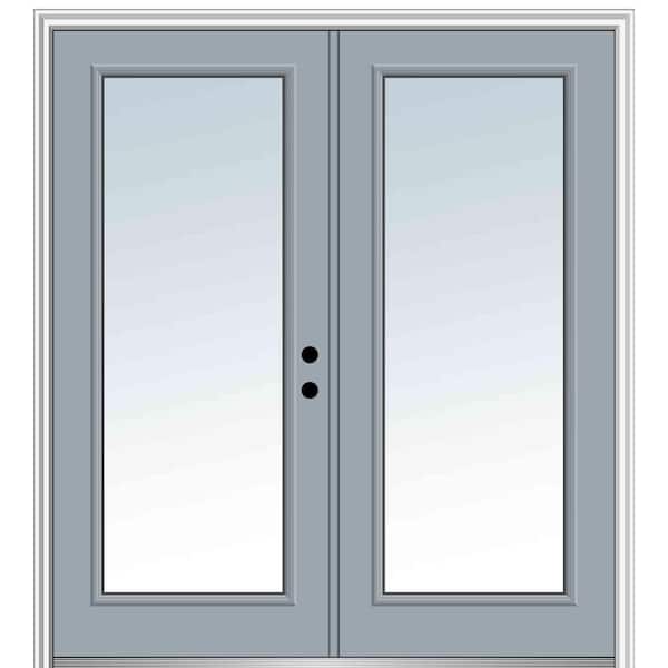 MMI Door 64 in. x 80 in. Classic Left-Hand Inswing Full Lite Clear Glass Painted Steel Prehung Front Door with Brickmould