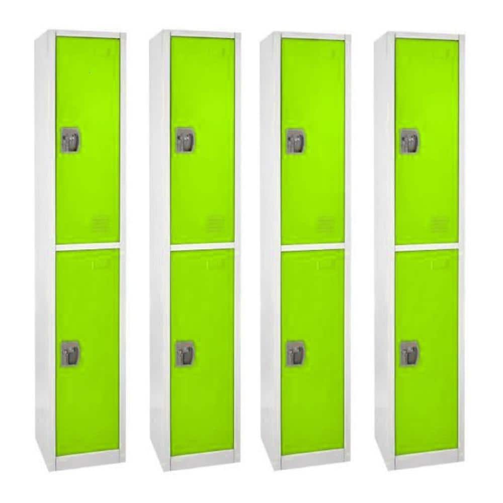 629-Series 72 in. H 2-Tier Steel Key Lock 2-Shelf Storage Locker Free Stand