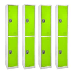 629-Series 72 in. H 2-Tier Steel Key Lock Storage Locker Free Standing Cabinets for Home, School, Gym in Green (4-Pack)