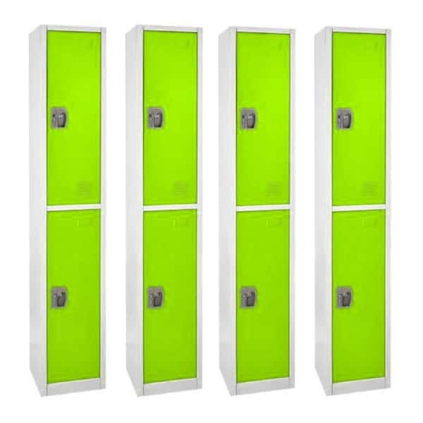AdirOffice 72 in. x 12 in. x 12 in. Double-Compartment Steel Tier Key Lock  Storage Locker in Green (4-Pack) 629-202-GRN-4PK - The Home Depot