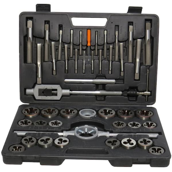 Drill America 1/4 in. - 1 in. Carbon Steel NC and NF Tap and Die Set (45-Piece)