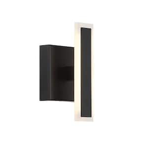 Edge Modern 1-Light Black Integrated LED Wall Sconce with Etched Acrylic Shade