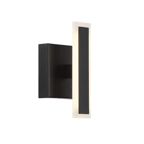 George Kovacs Edge Modern 1-Light Black Integrated LED Wall Sconce with Etched Acrylic Shade