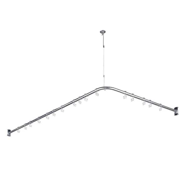 42 in. 48 in. x 72 in. 78" Stainless Steel Bathroom Adjustable Shower Curtain Rod with 16 Shower Curtain Rings in Chrome