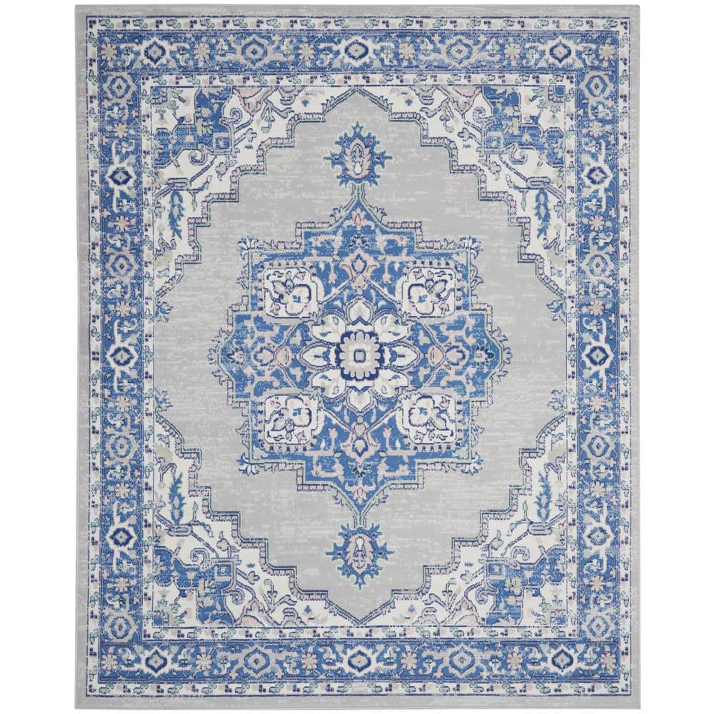 Whimsicle Grey Blue 8 ft. x 11 ft. Center Medallion Traditional Area Rug -  Nourison, 831521