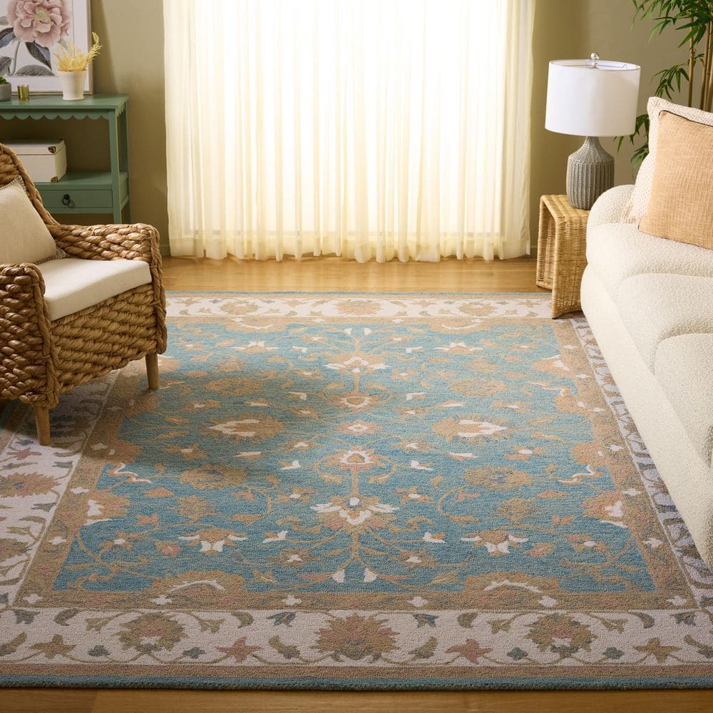 Heritage 9 ft. x 12 ft. Light Blue/Ivory Border Ornate Floral Area Rug price history on PriceWatchPro