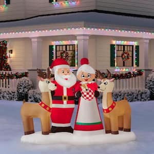 6 ft. x 7.5 ft. LED Santa and Mrs. Claus with Deer Inflatable