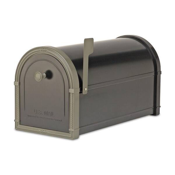 Architectural Mailboxes Bellevue Post-Mount Mailbox in Black with Bronze Accents