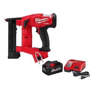 M18 FUEL 18-Volt Lithium-Ion Brushless Cordless 18-Gauge 1/4 in. Narrow Crown Stapler W/ 8.0Ah Battery & Rapid Charger