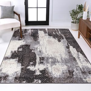 Zoe Contemporary Bohemian Charcoal/Cream 4 ft. x 6 ft. Abstract Marble Area Rug