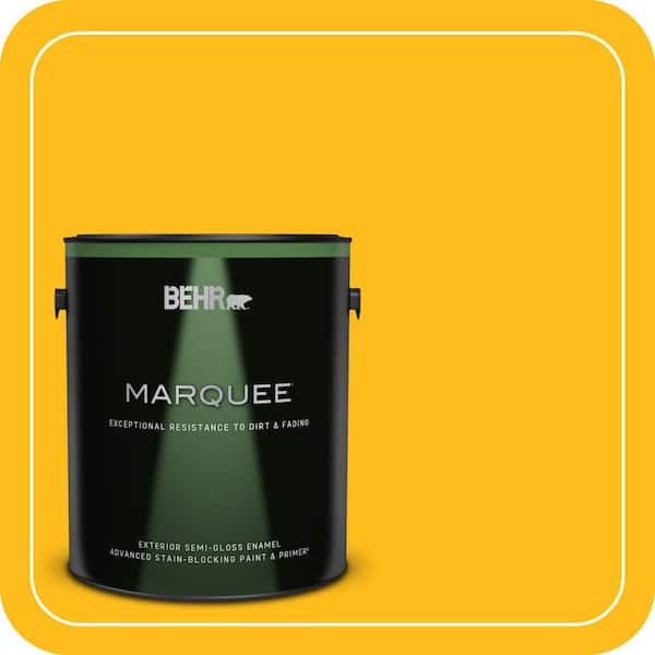 BEHR MARQUEE 1 gal. #P290-7 Laser Lemon Semi-Gloss Enamel Exterior Paint & Primer