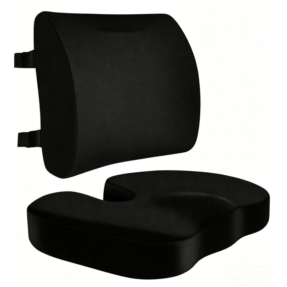 Ergonomic Seat Cushion and Lumbar Support Pillow for Wheelchair, Memory Foam for Pain Relief and Posture Correction