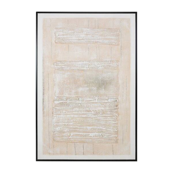 Benjara Beige Wooden Framed Hand Drawn Canvas Wall Art
