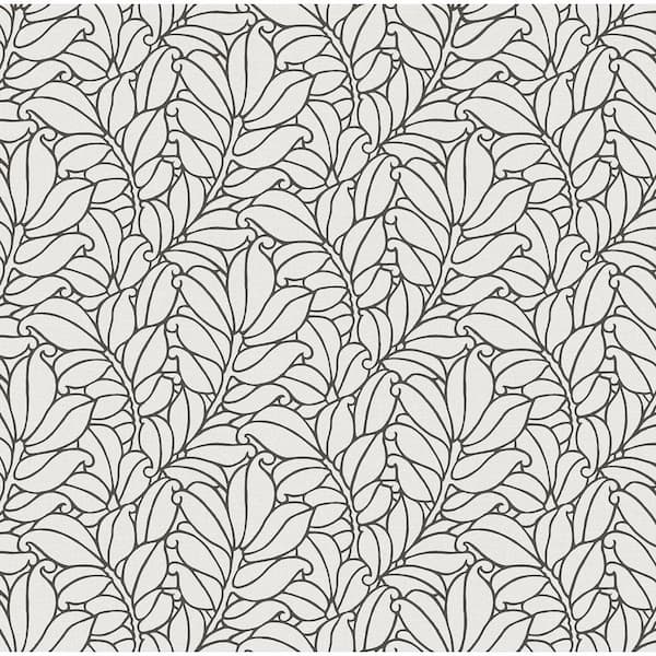A-Street Prints Coraline White Leaf Wallpaper